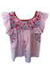 Mi Golondrina Size S Pink & blue Cotton Flutter Cap sleeve Striped Top Pink & blue / S
