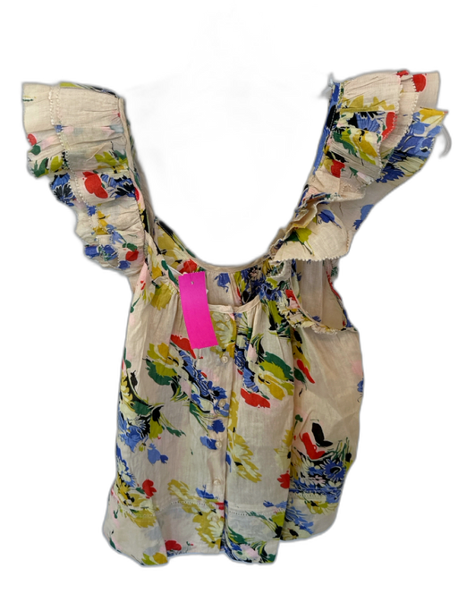 The Great Size 1/S Tan & blue Cotton Flowers Top Tan & blue / 1/S