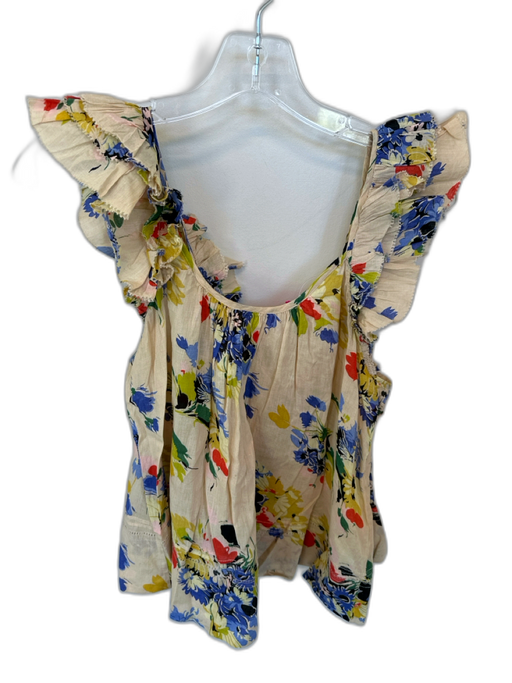 The Great Size 1/S Tan & blue Cotton Flowers Top Tan & blue / 1/S