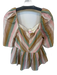 Mirth Size M Pink & Green Cotton Short Sleeve Striped Peplum Top Pink & Green / M