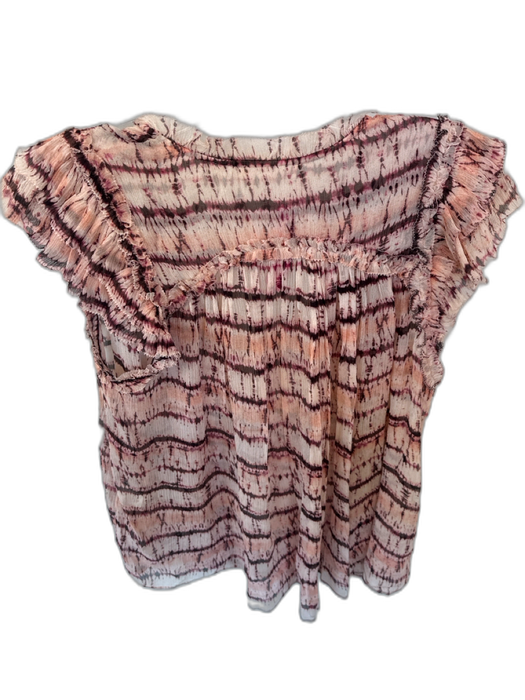 Ulla Johnson Size 4 Pink & Purple Silk Flutter Cap sleeve Tie Dye V Neck Top Pink & Purple / 4