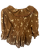 By Anthropologie Size XS Brown & Tan Cotton Long Balloon Sleeve Swiss Dot Top Brown & Tan / XS