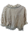 We The Free Size S Tan & White Cotton 3/4 Balloon Sleeve Striped Ruffles Top Tan & White / S