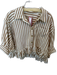 We The Free Size S Tan & White Cotton 3/4 Balloon Sleeve Striped Ruffles Top Tan & White / S