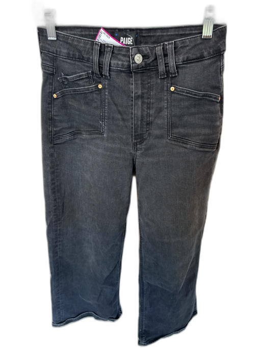Paige Size 27 Black Cotton Blend High Waist Wide Leg Jeans Black / 27