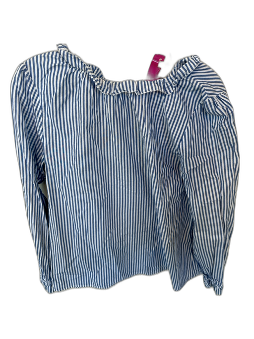 Sezane Size 40 Blue & White Cotton Long Balloon Sleeve Striped Neck Tie Top Blue & White / 40