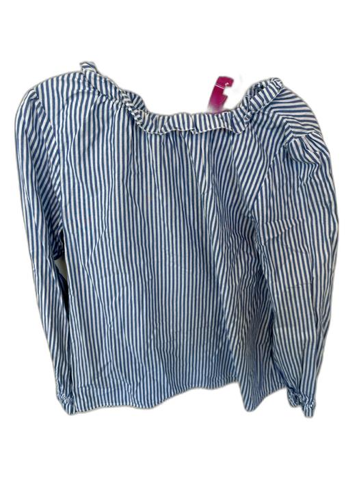 Sezane Size 40 Blue & White Cotton Long Balloon Sleeve Striped Neck Tie Top Blue & White / 40