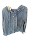 Sezane Size 40 Blue & White Cotton Long Balloon Sleeve Striped Neck Tie Top Blue & White / 40