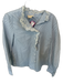 Sezane Size 38 Blue & White Cotton Long Sleeve Lace Collar Striped Top Blue & White / 38