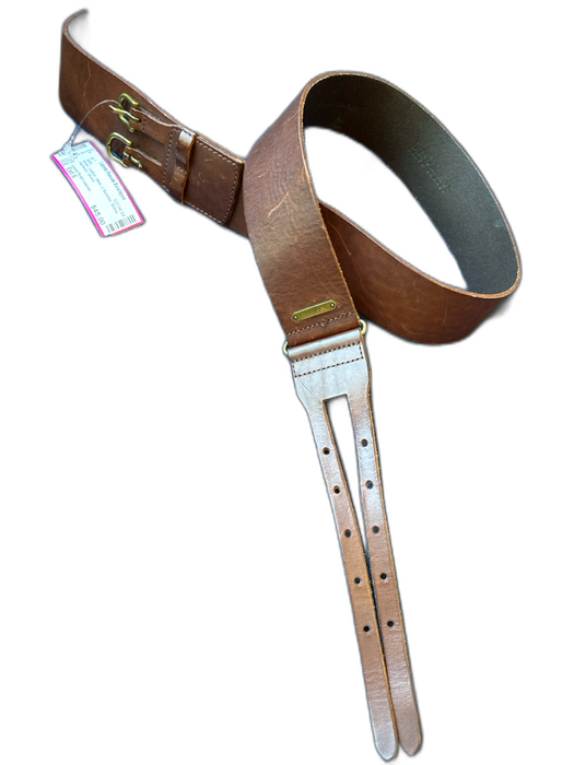 Lauren Ralph Lauren Brown Leather Wide 2 Buckles Brass Hardware Belts Brown / Est S