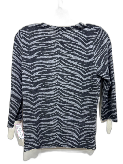 Aqua Cashmere Size S Black & Gray Cashmere Long Sleeve Zebra Print Cardigan Black & Gray / S