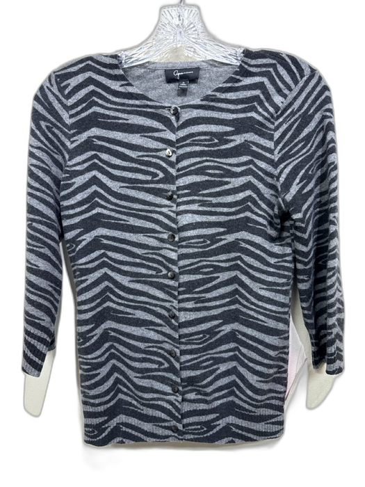 Aqua Cashmere Size S Black & Gray Cashmere Long Sleeve Zebra Print Cardigan Black & Gray / S