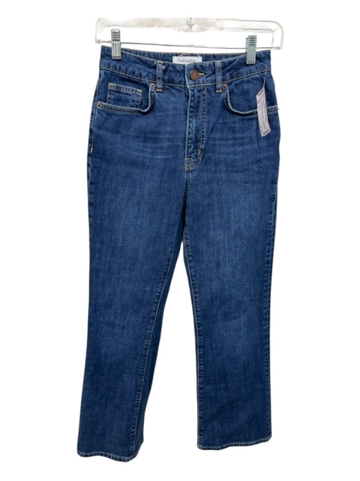 La Ligne Size 24 Med Wash Cotton Denim 5 Pocket Zip & Button Whiskering Jeans Med Wash / 24