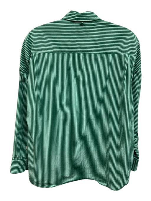 Alex Mill Size XS Green & White Cotton Long Sleeve Stripe Button Up Collar Top Green & White / XS