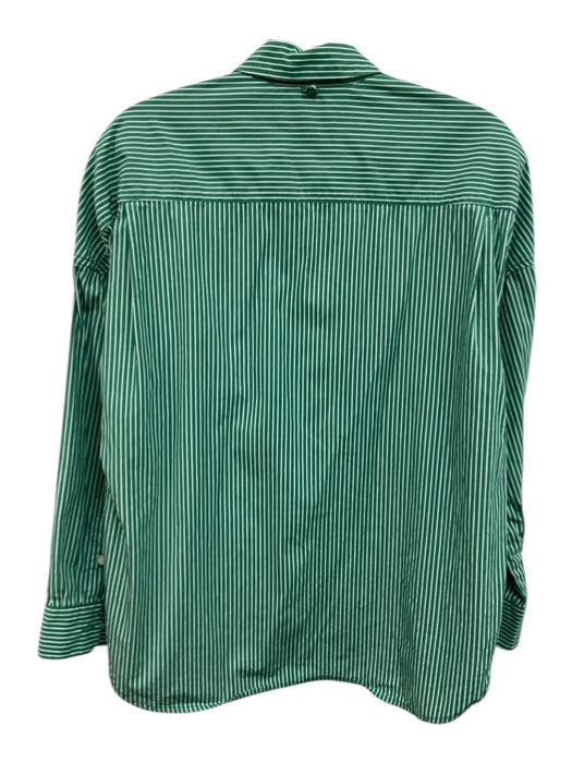 Alex Mill Size XS Green & White Cotton Long Sleeve Stripe Button Up Collar Top Green & White / XS
