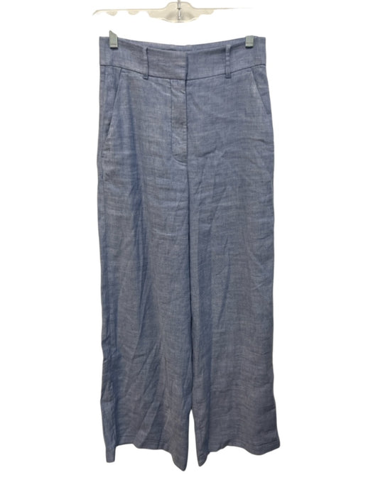 Everlane Size 00 Blue & White Linen & Viscose Zip Fly High Rise Wide Leg Pants Blue & White / 00