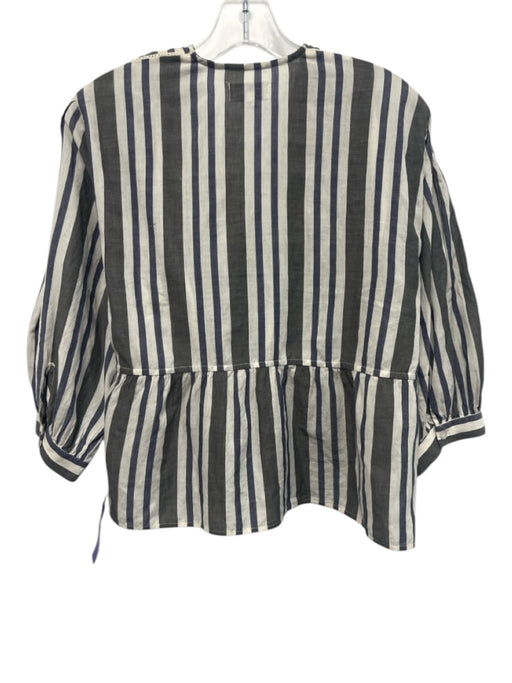Love, Tomas Emerson Fry Size XS/S Gray, Blue & White Cotton Striped Top Gray, Blue & White / XS/S