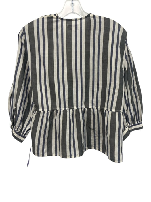 Love, Tomas Emerson Fry Size XS/S Gray, Blue & White Cotton Striped Top Gray, Blue & White / XS/S