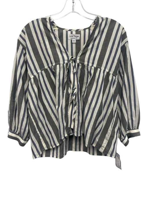 Love, Tomas Emerson Fry Size XS/S Gray, Blue & White Cotton Striped Top Gray, Blue & White / XS/S