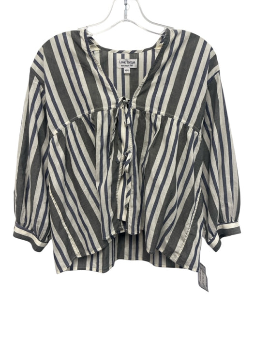 Love, Tomas Emerson Fry Size XS/S Gray, Blue & White Cotton Striped Top Gray, Blue & White / XS/S