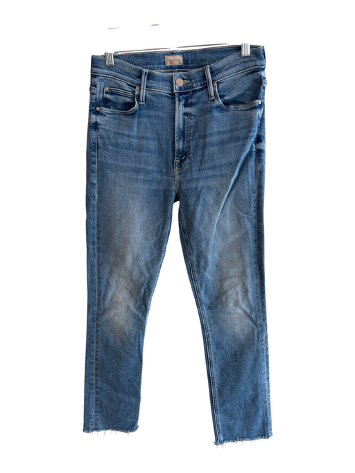 Mother Size 28 Light Wash Cotton Mid Rise Raw Hem Zip Fly Skinny Jeans Light Wash / 28
