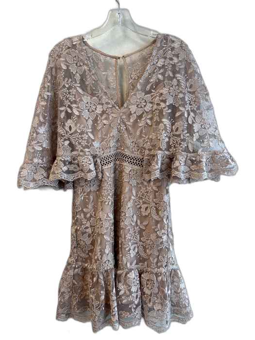 Stevie May Size M Gold Polyester Embroidered Floral Mesh Overlay Dress Gold / M