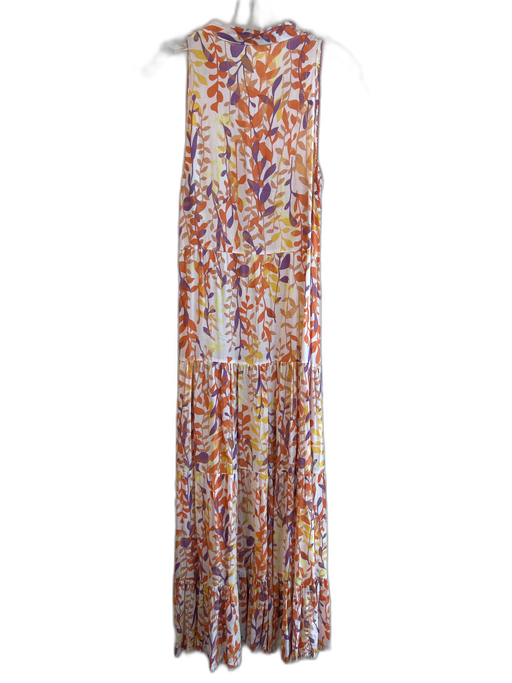 Poupette St. Barth Size XS Orange Viscose Mandarin Collar Floral Maxi Dress Orange / XS