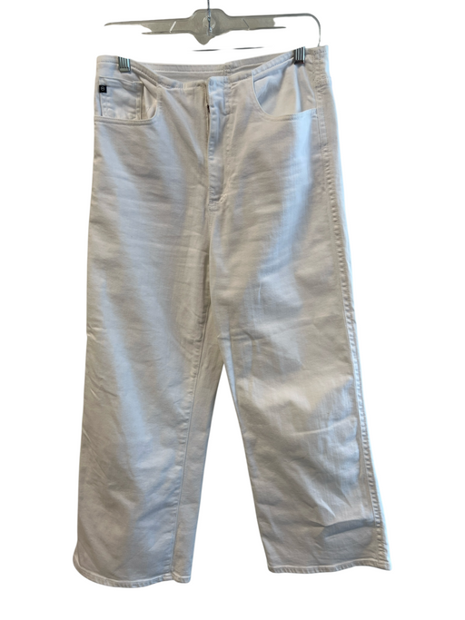 AG Size 29R White Cotton High Rise Zip Fly 5 Pocket Wide Leg Jeans White / 29R
