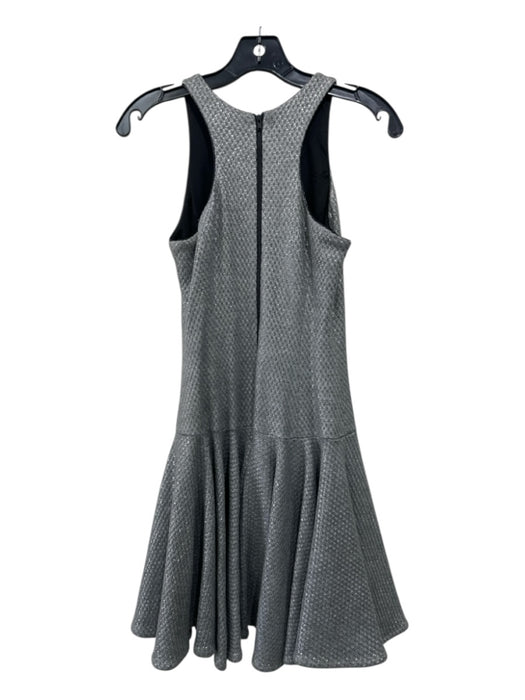 Milly Size 2 Silver & Black Acrylic Blend Textured High Neck Mini Dress Silver & Black / 2
