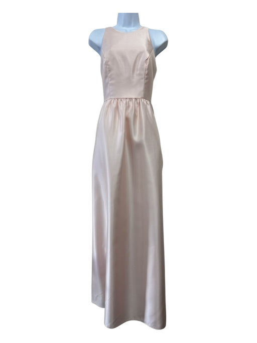 Alfred Sung Light Pink Polyester Sleeveless Darted Pockets Gathered Waist Gown Light Pink