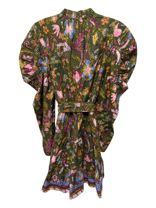 Ulla Johnson Size Est XS/S Green, Pink, Multi Cotton Long Sleeve Floral Dress Green, Pink, Multi / Est XS/S