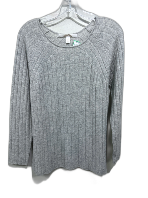 Nordstrom Collection Size M Light Gray Cashmere Heathered Ribbed Knit Sweater Light Gray / M