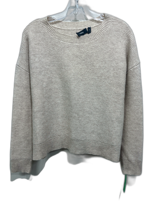 Theory Size S Oatmeal Beige Wool Blend Waffle Round Neck Sweater Oatmeal Beige / S