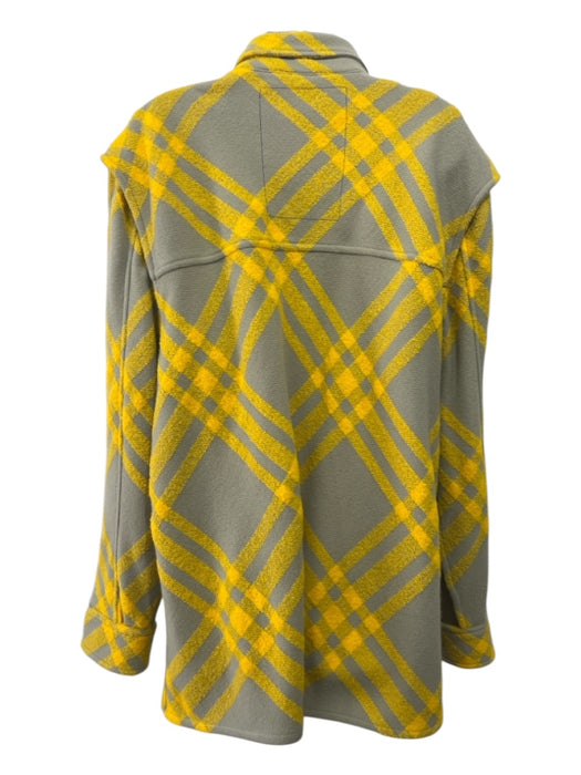 Burberry Size 12 Yellow & Sage Wool Blend Plaid Buttons Zipper Jacket Yellow & Sage / 12