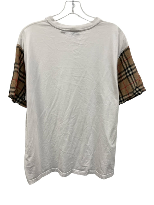 Burberry Size L White & Multi Cotton Short Sleeve Nova Check T Shirt Top White & Multi / L