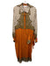 Elie Tahari Size 14 White, Orange, Yellow Silk Long Sleeve Pasley Dress White, Orange, Yellow / 14