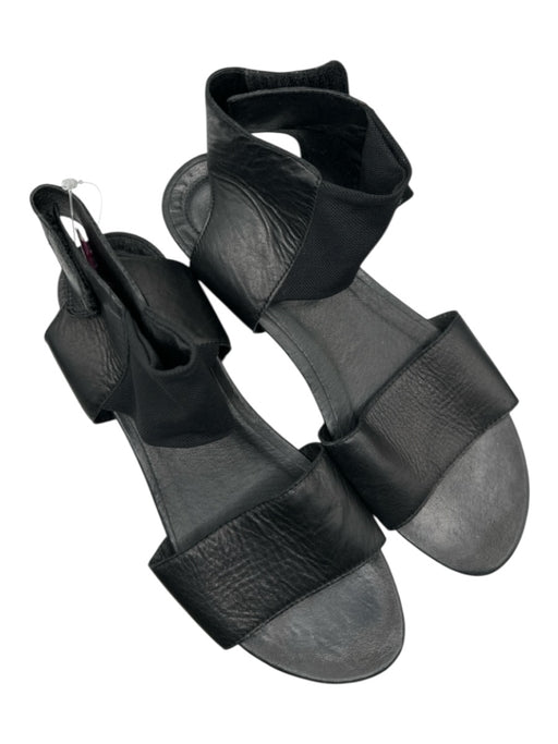 Eileen Fisher Shoe Size 7.5 Black Leather Platform Velcro Mesh Detail Sandals Black / 7.5