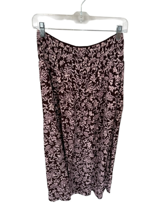 Madewell Size 8 Maroon & Pink Viscose Smocked Waist Band Flowers Maxi Skirt Maroon & Pink / 8