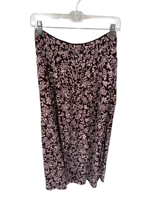 Madewell Size 8 Maroon & Pink Viscose Smocked Waist Band Flowers Maxi Skirt Maroon & Pink / 8