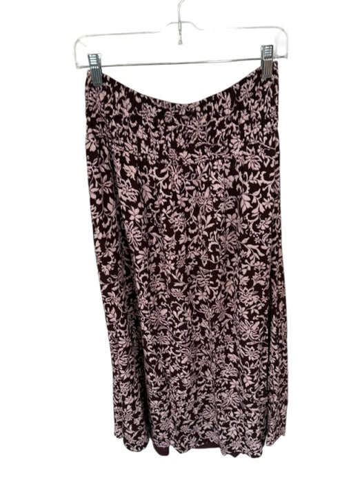 Madewell Size 8 Maroon & Pink Viscose Smocked Waist Band Flowers Maxi Skirt Maroon & Pink / 8