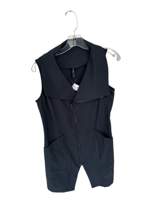 Porto Size 2 Black Viscose Sleeveless Collar Zip Up Knee length Dress Black / 2