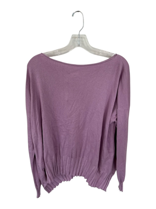 Planet Size One Size Purple Pima Cotton Blend Long Sleeve Boat Neck Top Purple / One Size