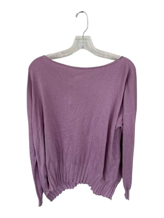 Planet Size One Size Purple Pima Cotton Blend Long Sleeve Boat Neck Top Purple / One Size