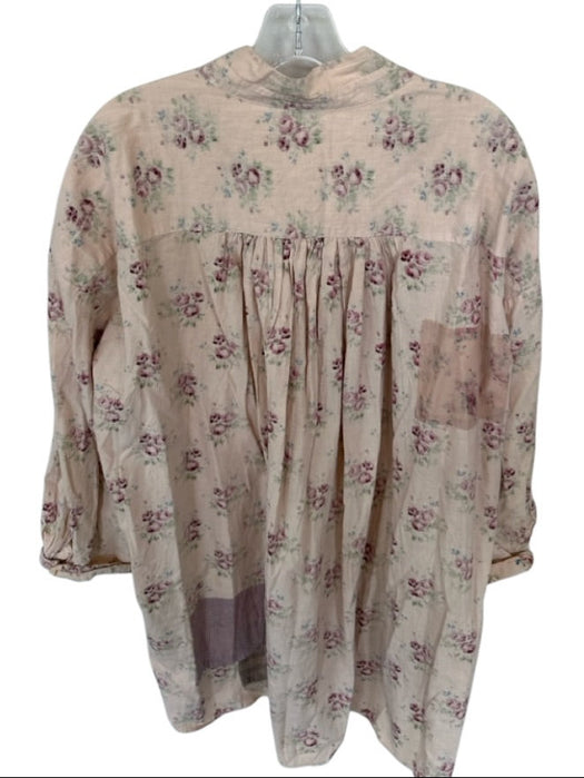 Magnolia Pearl Size EST 2 Cream & Purple Cotton Floral Patchwork Buttons Dress Cream & Purple / EST 2