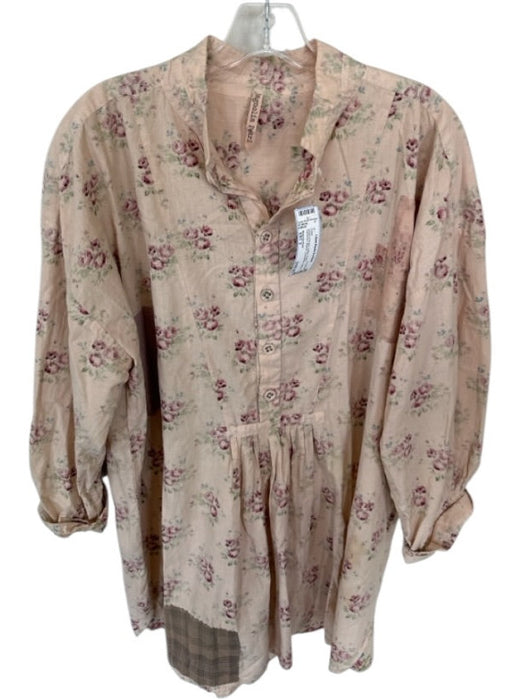 Magnolia Pearl Size EST 2 Cream & Purple Cotton Floral Patchwork Buttons Dress Cream & Purple / EST 2