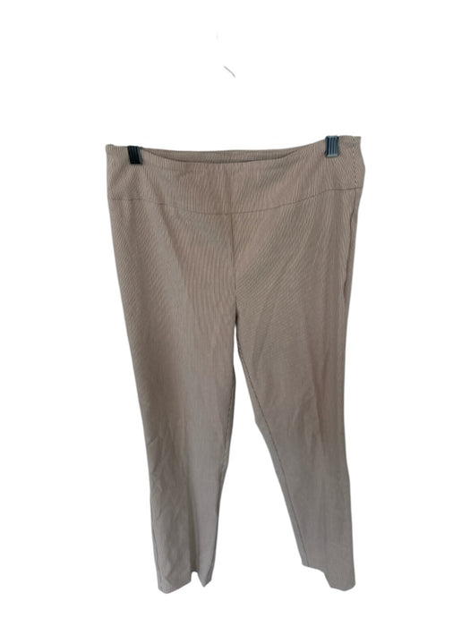 Renuar Size 6 Khaki Rayon Blend Elastic Waist Faux Pockets Striped Pants Khaki / 6