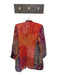 Moksha Size S Pink & Orange Wool Buttons Shoulder Pads Floral Long Jacket Pink & Orange / S