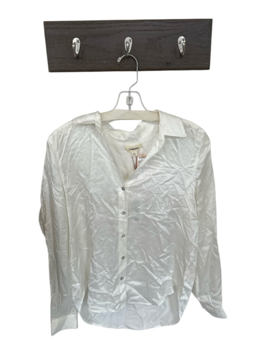 L'agence Size XS Cream Silk Long Sleeve Collar Button Up Top Cream / XS