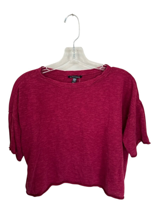 Eileen Fisher Size XS Plum Cotton Blend Short Sleeve Heathered Roll Hem Top Plum / XS