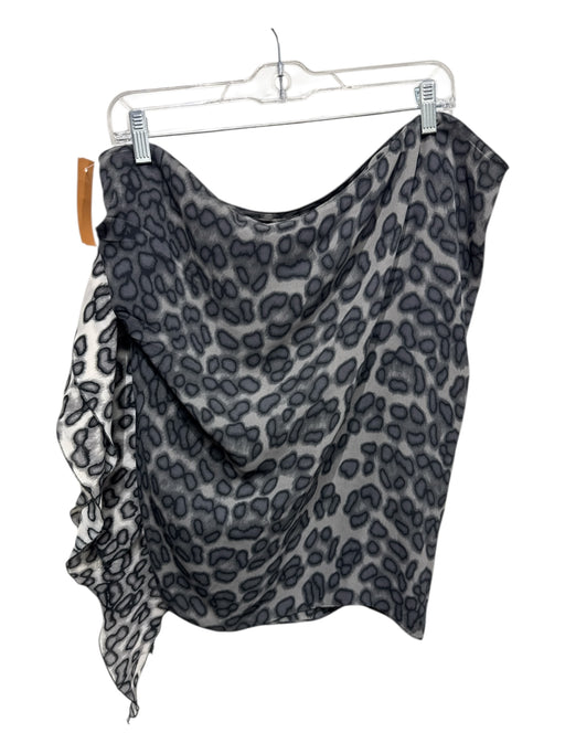 Just Cavalli Size 46 Gray & Black Polyester Side Zip Abstract Animal Print Skirt Gray & Black / 46